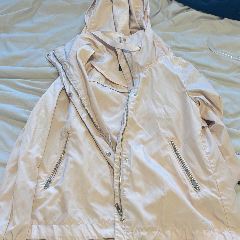 Zara Pale Blush Hooded Utility Jacket